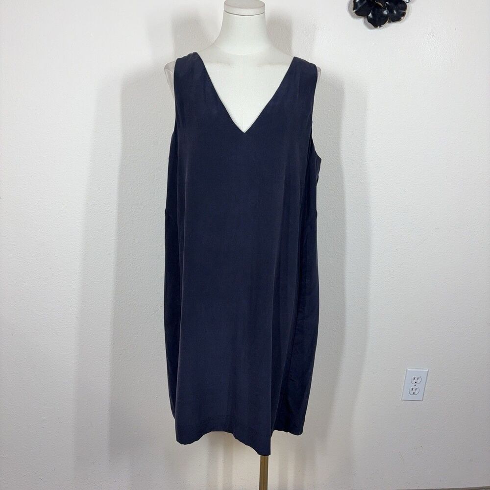 COS Dress Womens Large Blue Silk Slip Knee Length Minimalist Capsule Casual